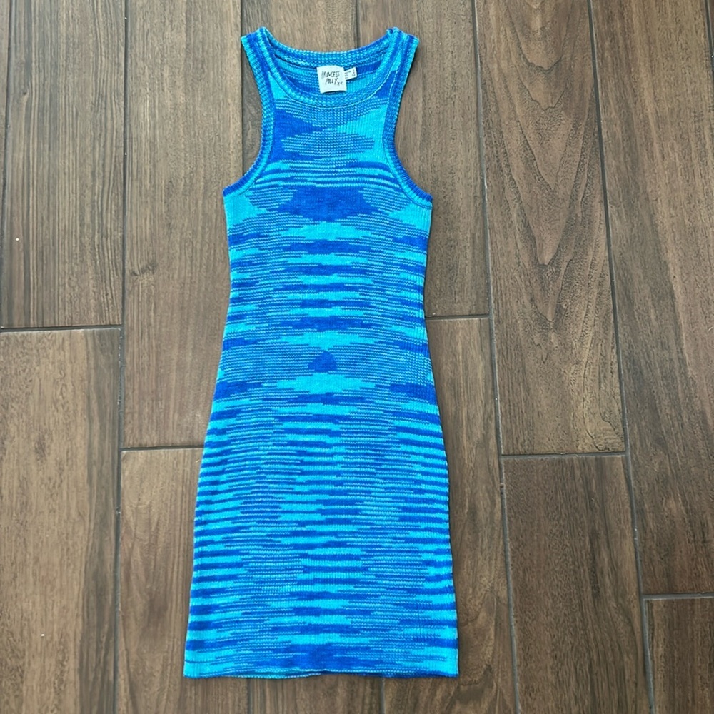 Princess Polly blue knit mini dress razor back tank dress size 0
